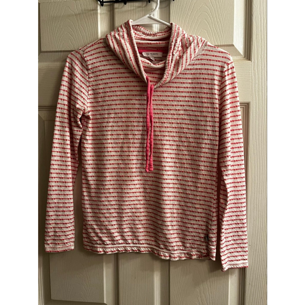 Talbots ~Long Sleeve Tee~White pink Striped~S/P